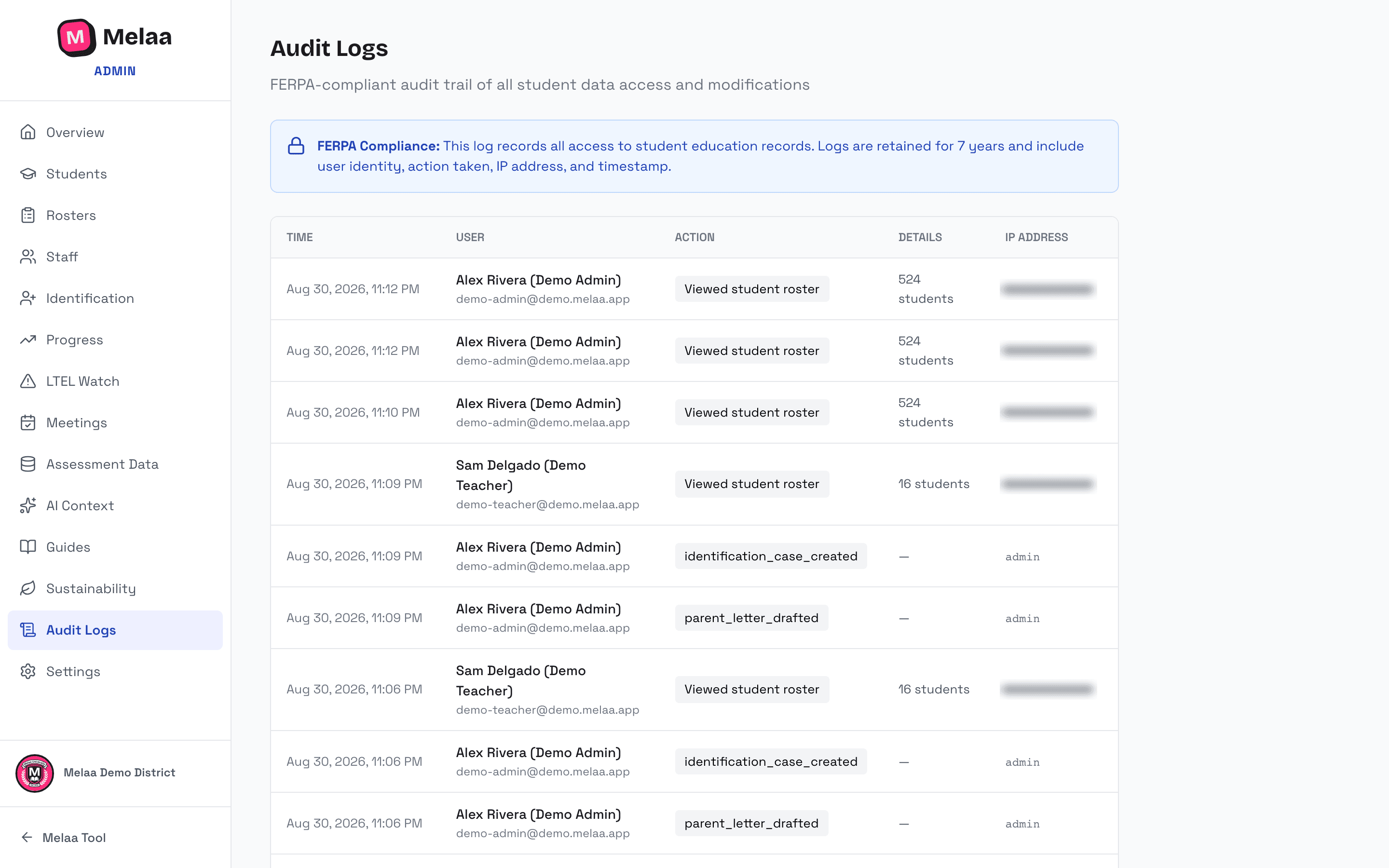 Audit log